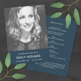 Programa Funeral Moderno | Celebração da vida a azul-Marinh