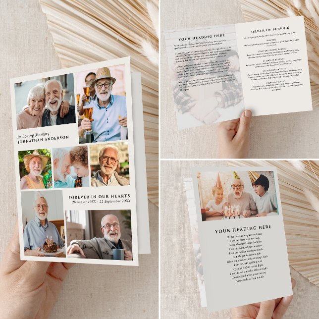 Programa Funeral Moderno De 9 Foto Em Memória Adorável (Criador carregado)