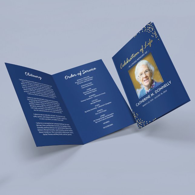 Programa Funeral| Ordem de Serviço Dourada Azul (Criador carregado)