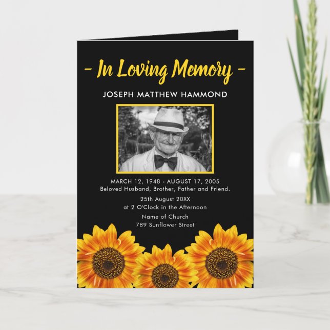 Programa Funeral Sunflower | Ordem de serviço (Frente)