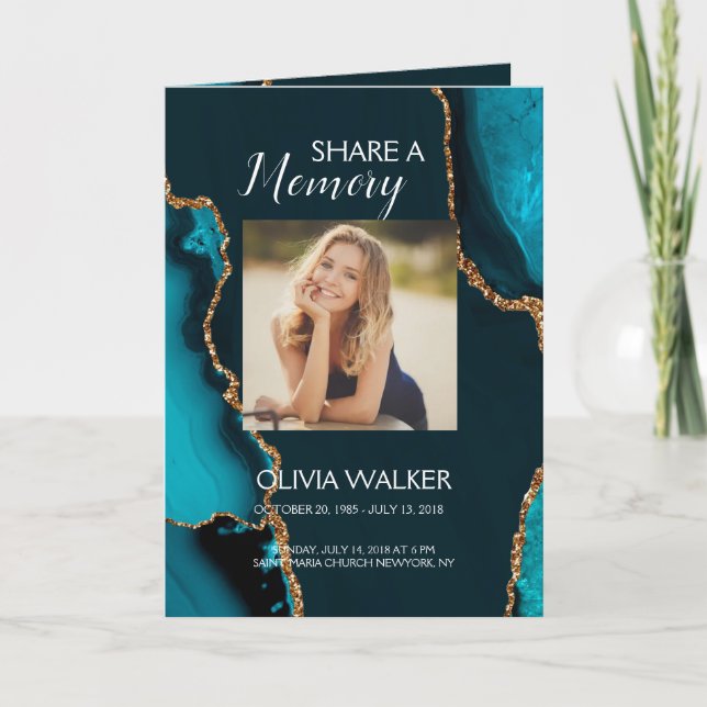 Programa Funeral Turquesa e Dourada (Frente)