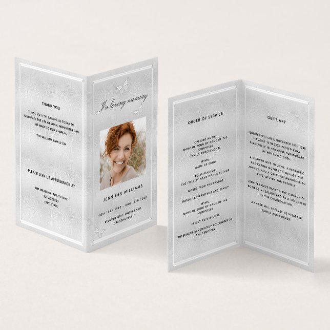 Programa funerário da borboleta de fotos prata (Interior e exterior)