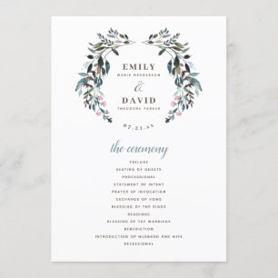 Programa Garden Crest Cerimônia de Casamento Floral Branc