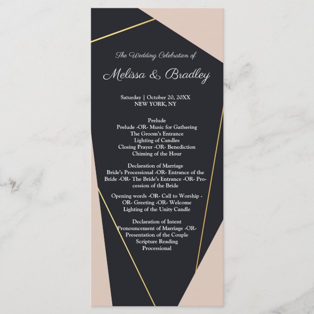 Programa Geométrico preto-rosa e dourado (Frente)