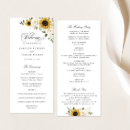 Programa Girasóis Flores Brancas Verdura Casamento Rústico