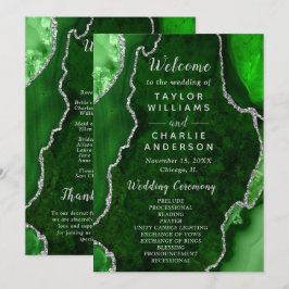 Programa Green and Silver Agate Wedding Program