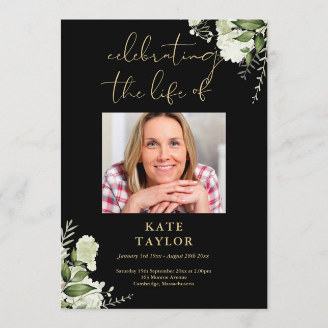 Programa Greenery Black And Gold Funeral Order Of Service  (Frente)