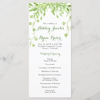 Programa Greenery Clover Floral Wedding Program