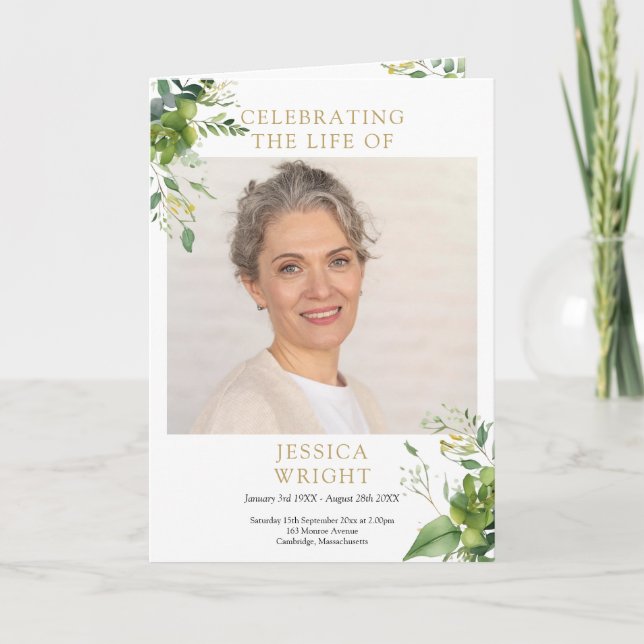 Programa Greenery Funeral Memorial Ordem De Serviço Dourada (Frente)