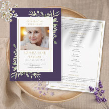 Greenery Funeral Memorial Order Of Service Program