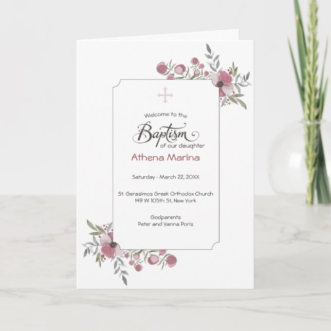 Programa grego do baptismo da igreja ortodoxa de (Frente)
