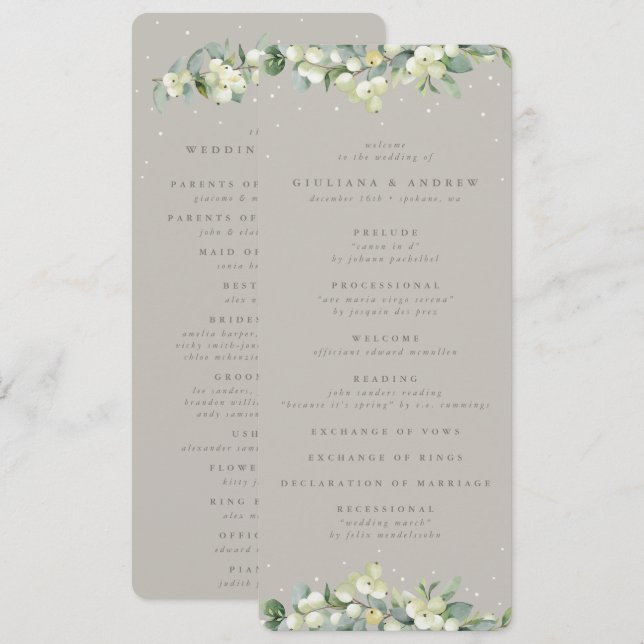 Programa Greige Snowberry+Eucalyptus Casamento no inverno (Frente/Verso)