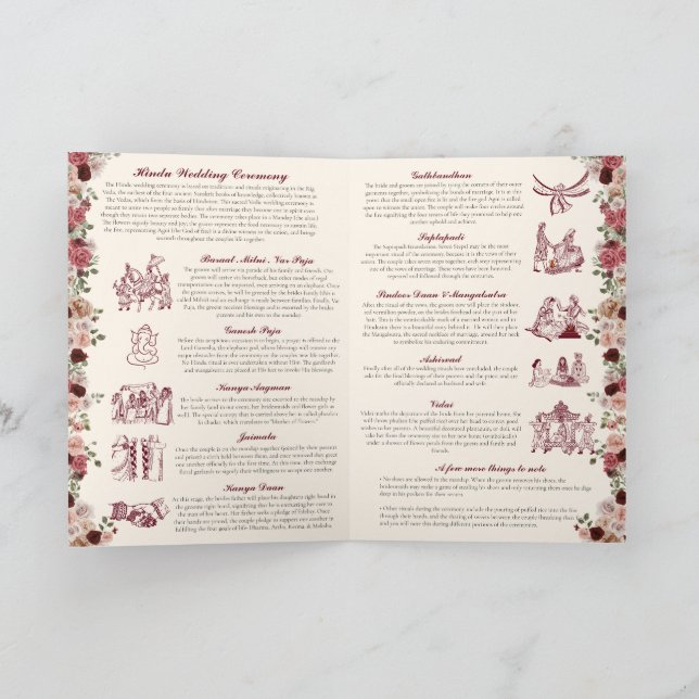 Programa Guia de Cerimônia de Casamento da Índia Dourada Do (Interior)