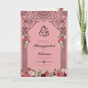 Programa Guia Hindu de Cerimônia de Casamento (Vermelho Ros