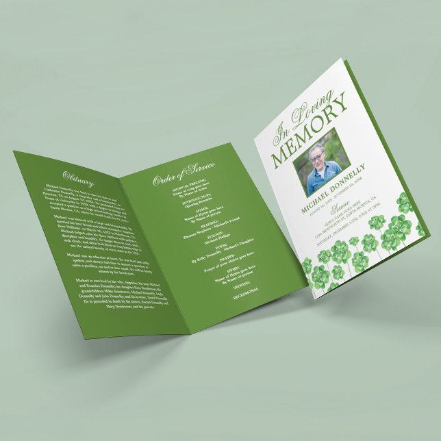 Programa Irish Funeral Obituary Order Service Clover Pro (Criador carregado)