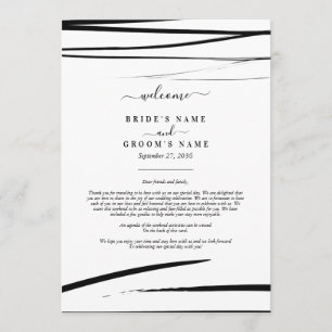 Programa Itinerário de Casamento de Abstrato Branco Negro M
