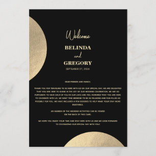 Programa Itinerário de Casamento de Abstrato Preto e Dourad