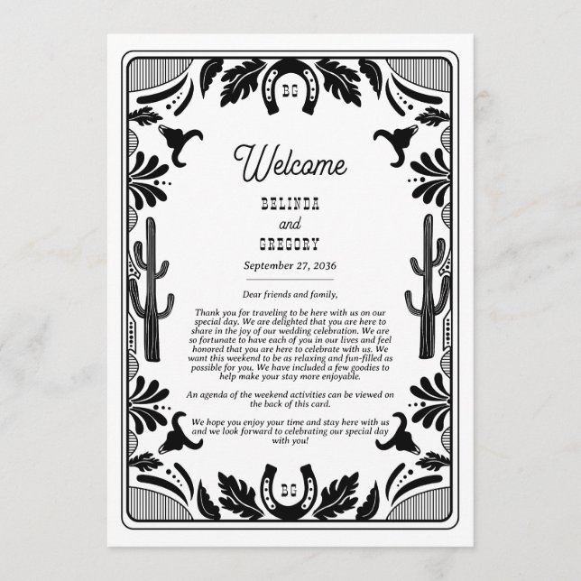 Programa Itinerário de Casamento de Cowboy do País Ocidenta (Frente)