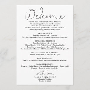 Programa Itinerário de Casamento de Script de Mão - Boas-vi