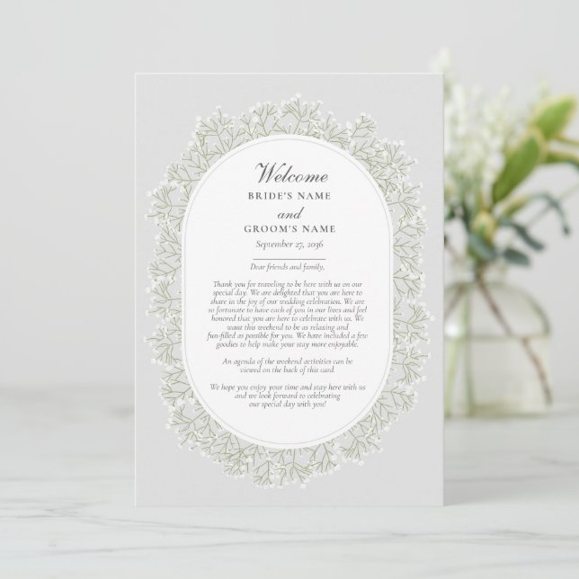 Programa Itinerário de Casamento Floral de Gipsófila Respir (Em pé/Frente)