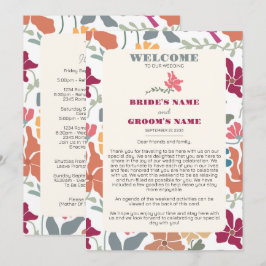 Programa Itinerário de Casamento Floral Retro Boho Chic