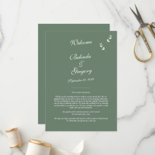 Programa Itinerário de Casamento Verde-Oliva Elegante Sage