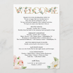 Programa Itinerário do Casamento - Boas-vindas do Casamento