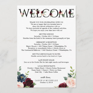 Programa Itinerário do Casamento Burgundy - Bachelorette Be