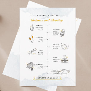 Programa Itinerário do Casamento Moderno e Aquarela de Boa