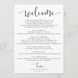 Programa Itinerário do Casamento Rustic Script - Boas-vinda