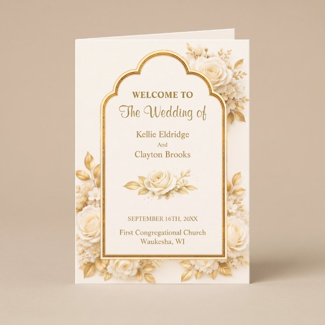 Programa Ivory & Champagne Floral Casamento Dobrado (Criador carregado)