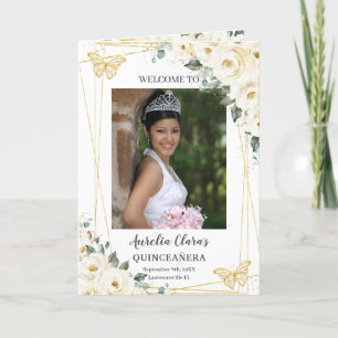 Programa Ivory Floral Dourada Quinceañera Ordem do Evento