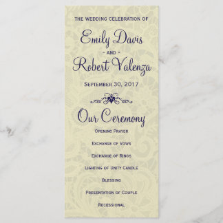 Programa Ivory Lace Royal Marinho Blue Formal Weding Progra