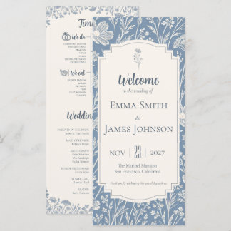 Programa Ivory Periwinkle Wildflower Wedding Program