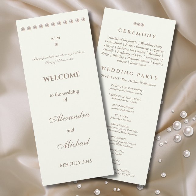 Programa Ivory Simple Pearl Christian Wedding Program (Criador carregado)