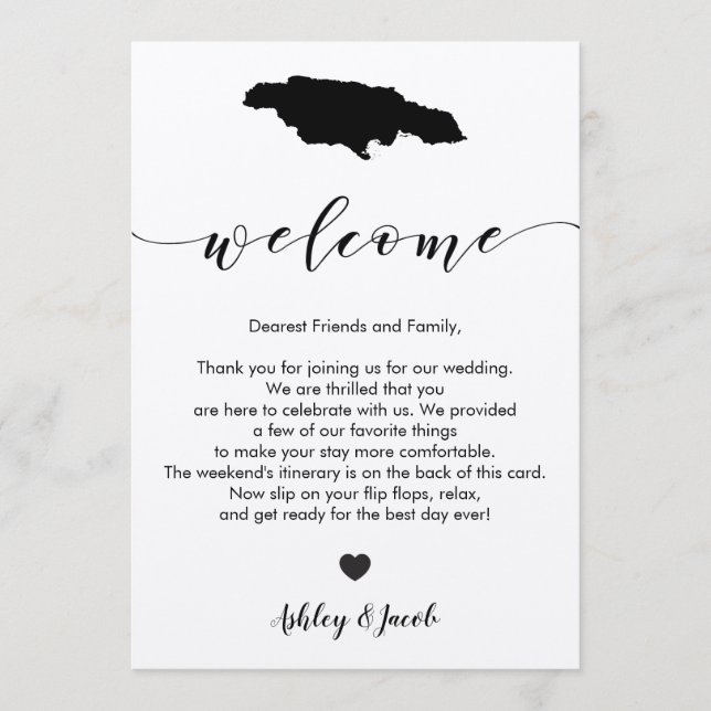 Programa Jamaica Wedding Welcome Letter & Itinerary (Frente)