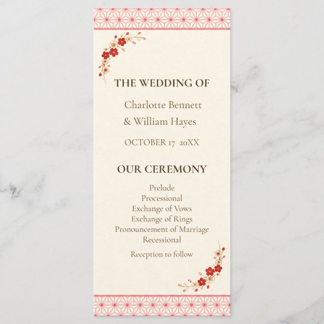 Programa Japanese Sakura Asanoha Wedding Program (Frente)
