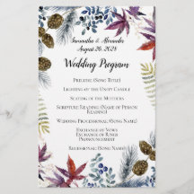 Programa Japonês de Casamento Floral Watercolor