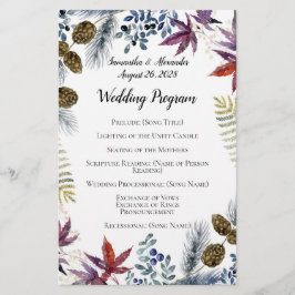 Programa Japonês de Casamento Floral Watercolor