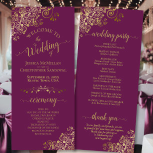 Programa Lace Dourado do Ornamentado Elegante no Casamento