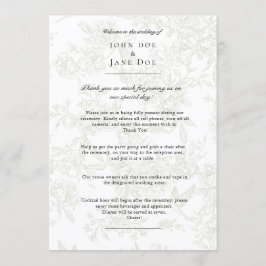 Programa Large Green Floral Wedding Program