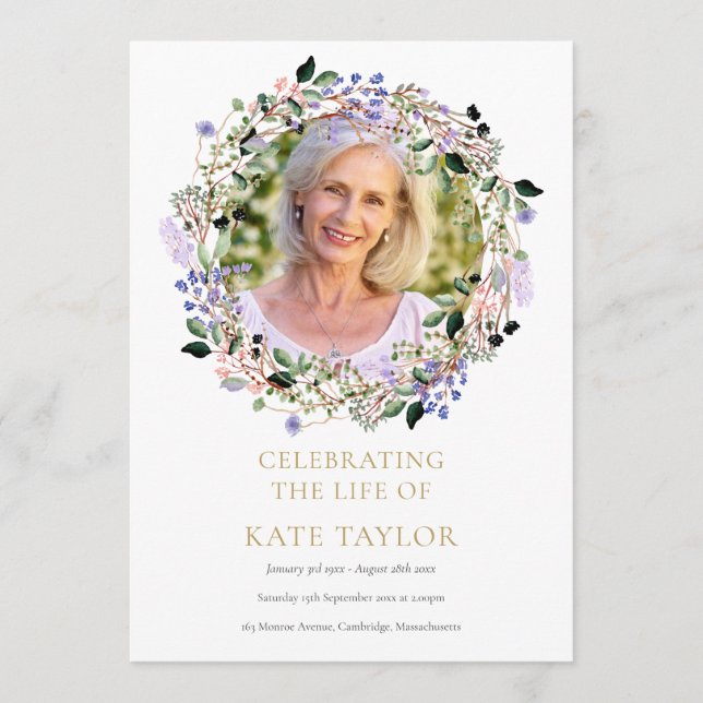 Programa Lavanda Floral Foto Funeral Ordem De Serviço (Frente)