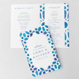 Programa Livreto do Hino de Casamento de Azulejos Mediterrâ