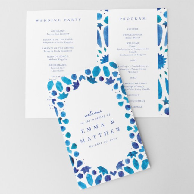 Programa Livreto do Hino de Casamento de Azulejos Mediterrâ (Criador carregado)