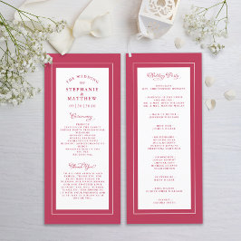 Programa Magenta Red Wedding Service Ceremony Elegant Chic