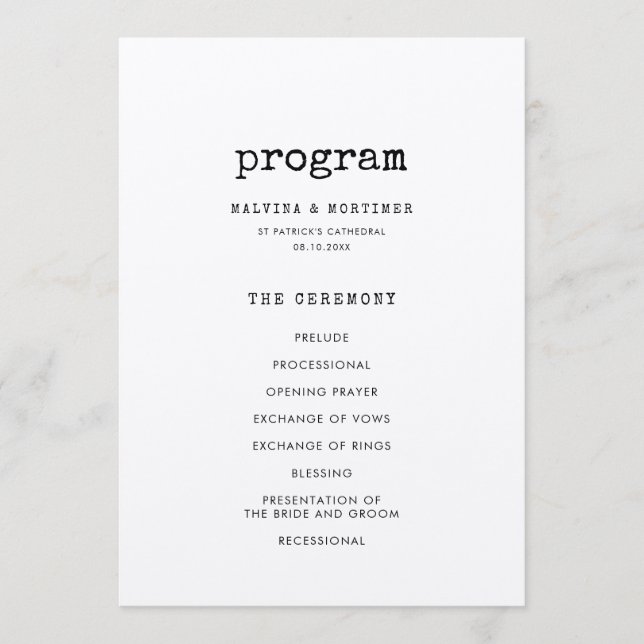 Programa Máquina de escrever minimalista casamento frente e (Frente)
