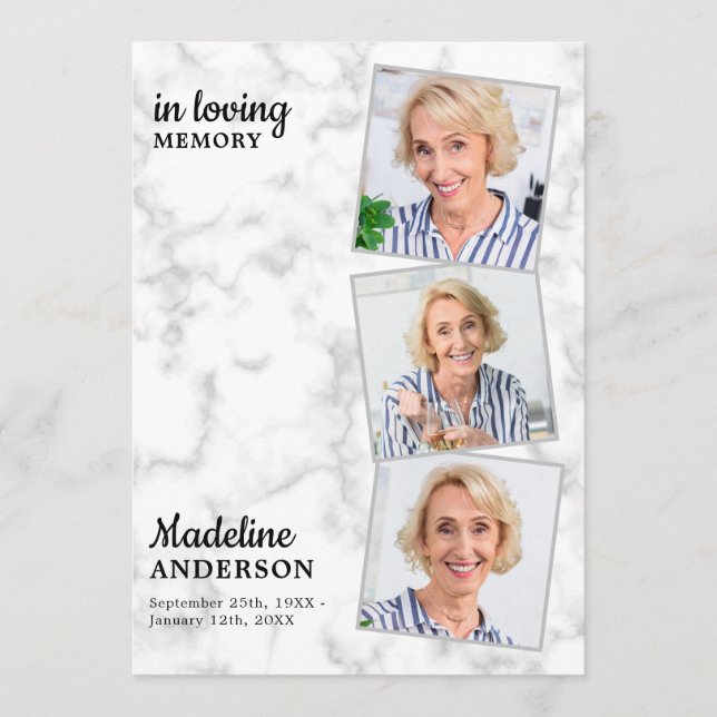 Programa Marble 3 Photo Order Of Service Memorial Funeral (Frente)