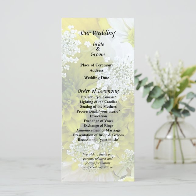 Programa Margaridas, Crisântemos e Buquê de Palha-de-rainha (Em pé/Frente)