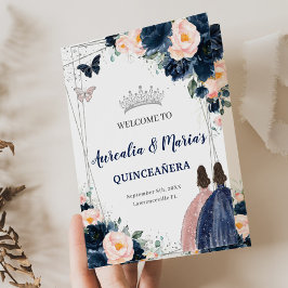 Programa Marinho Azul Blush Gêmeas Florais Princesa Quincea