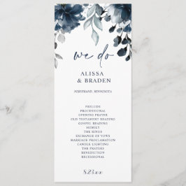 Programa Marinho Blue Wedding Programs Floral Greenery